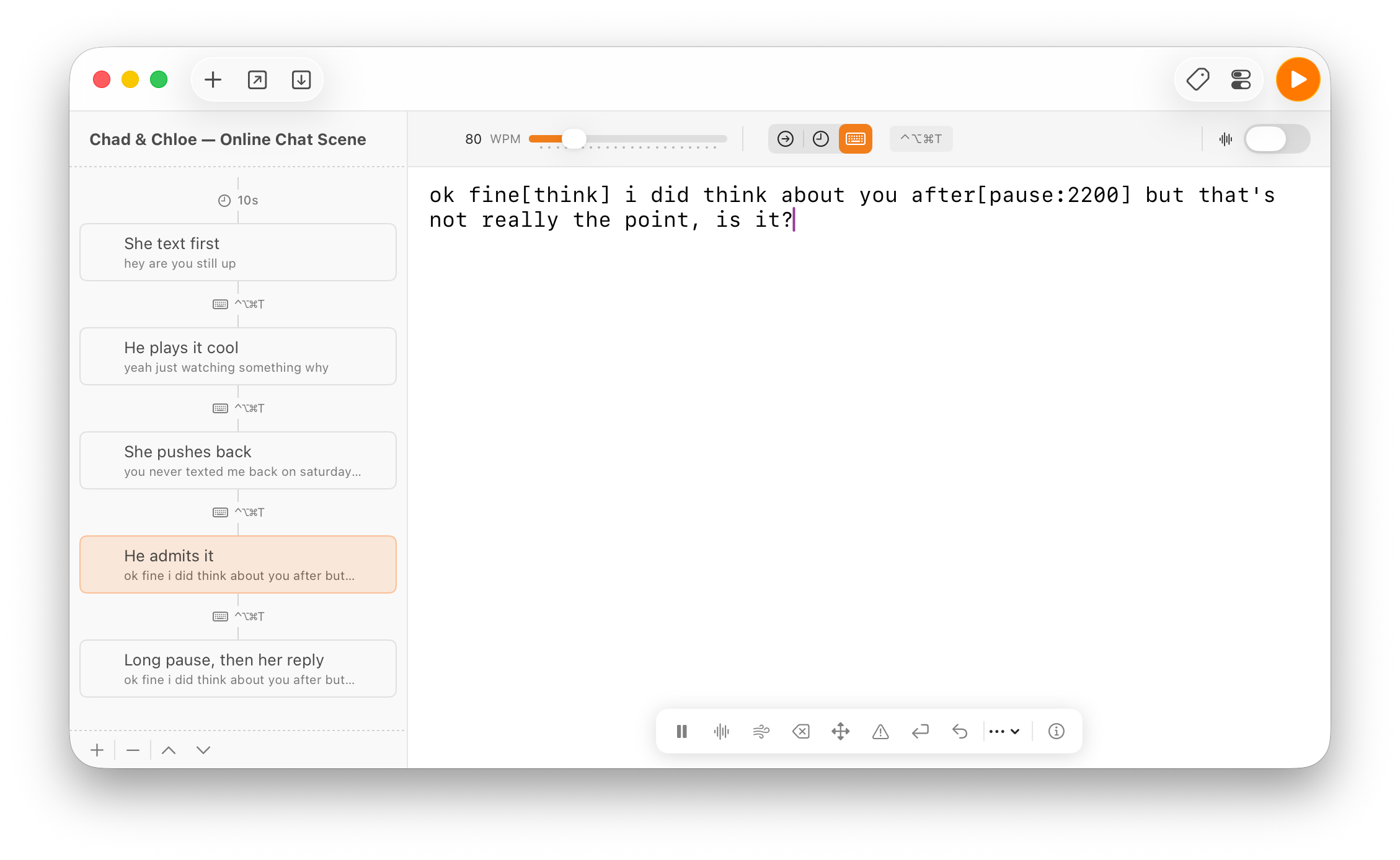 Typestream main window